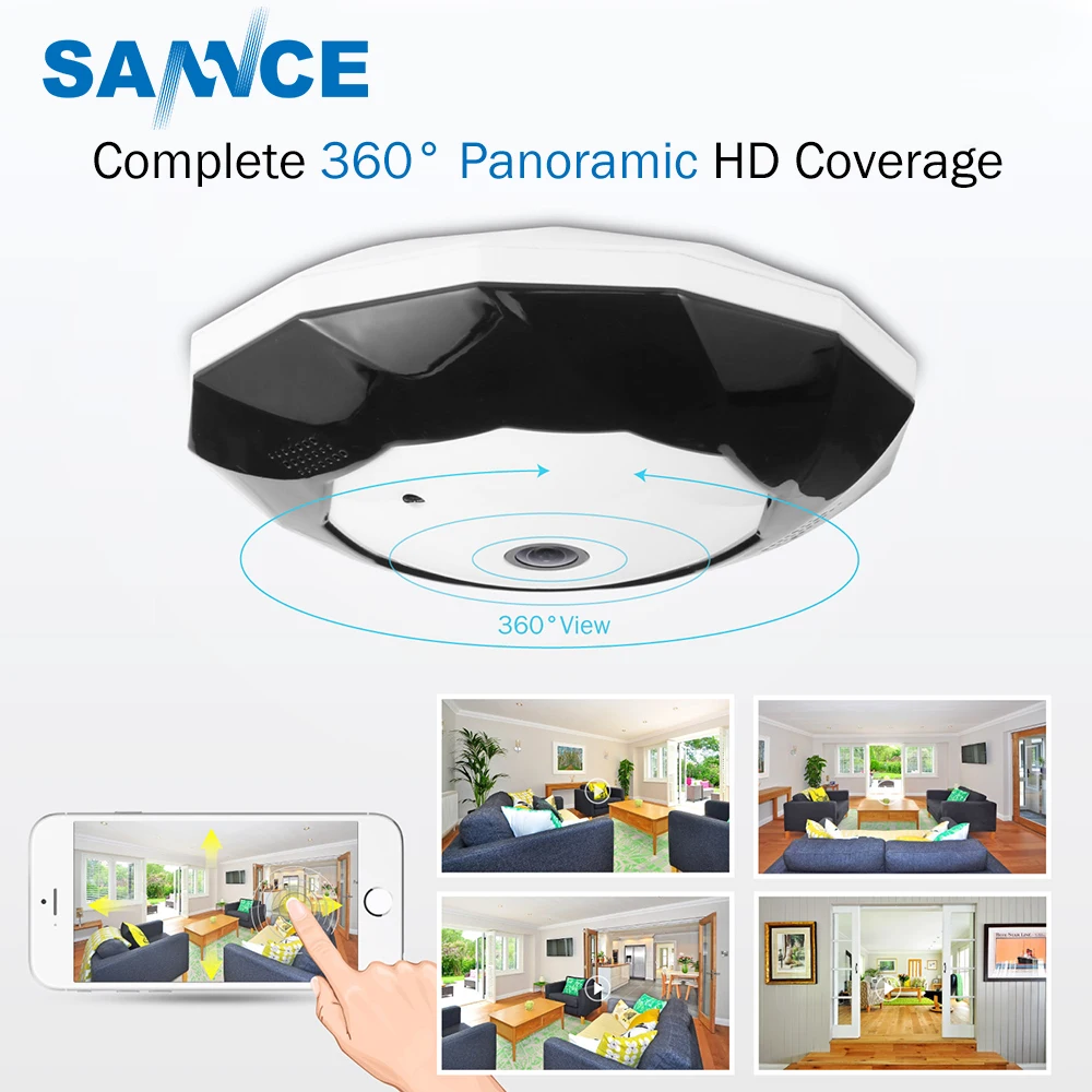 

IP-камера SANNCE, 360 МП, панорамная, Wifi