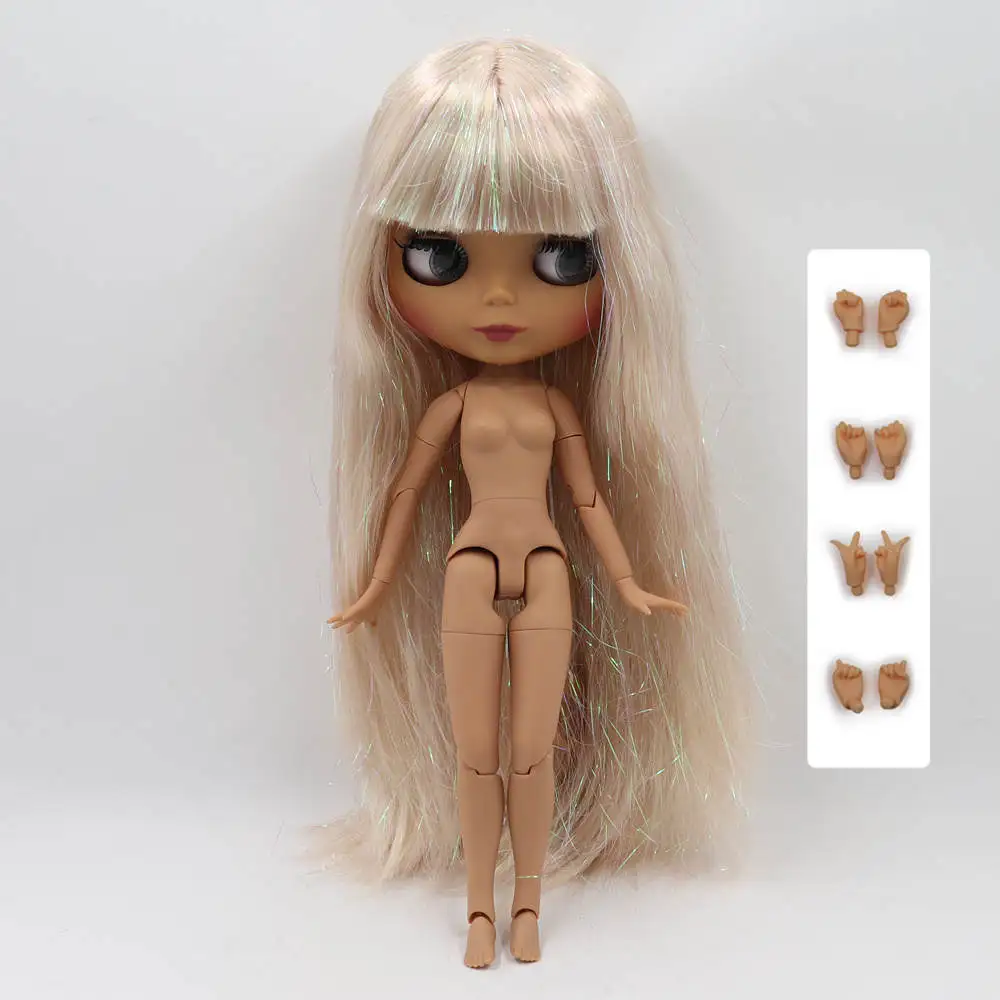 Blyth кукла 30 см темная кожа матовое лицо флэш смешанные золотые прямые волосы 1/6 шарнир тело ледяной SD DIY Высокое качество игрушки подарок - Цвет: Зеленый