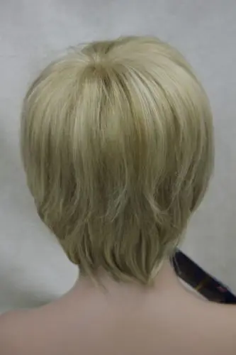 0000120 New charming blonde mix with brown root women' short straight wig |