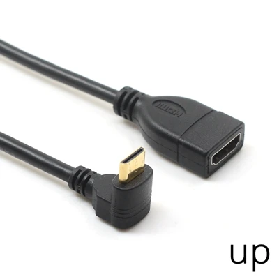 Up 10 см вверх вниз влево угловой мини HDMI Мужской к HDMI Женский Кабель для портативных ПК HDTV Тип C hdmi мини hdmi угол адаптер 0,1 м - Цвет: Up