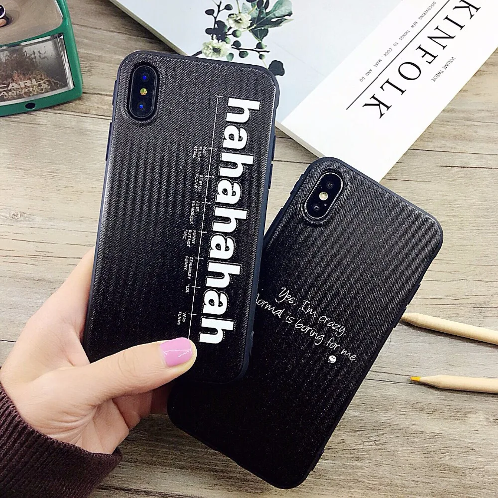 Рельефный Hahaha забавные слова из букв задняя крышка для Apple iPhone XS Max шнур веревка
