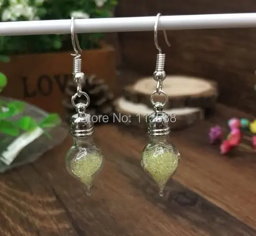 

200sets/lot Miniature Glass Vial Earrings craft kit, Dangle Earrings, water drop Bottle Earrings stoppers cap jumpings ear wires