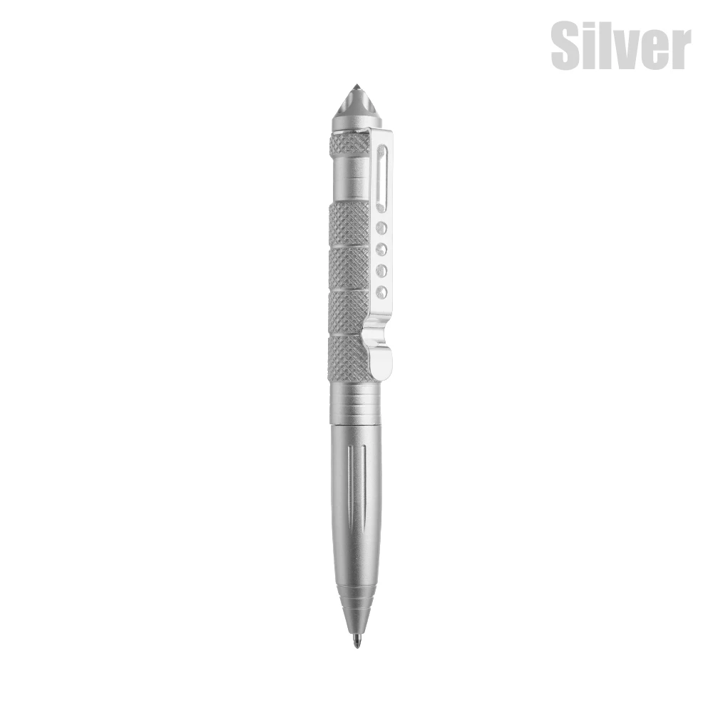 silver 1 шт. многофункциональная ручка тактическая Вольфрамовая сталь вращающийся инструмент унисекс ручка для окна стекло металлическая шариковая многофункциональная - Цвет: silver