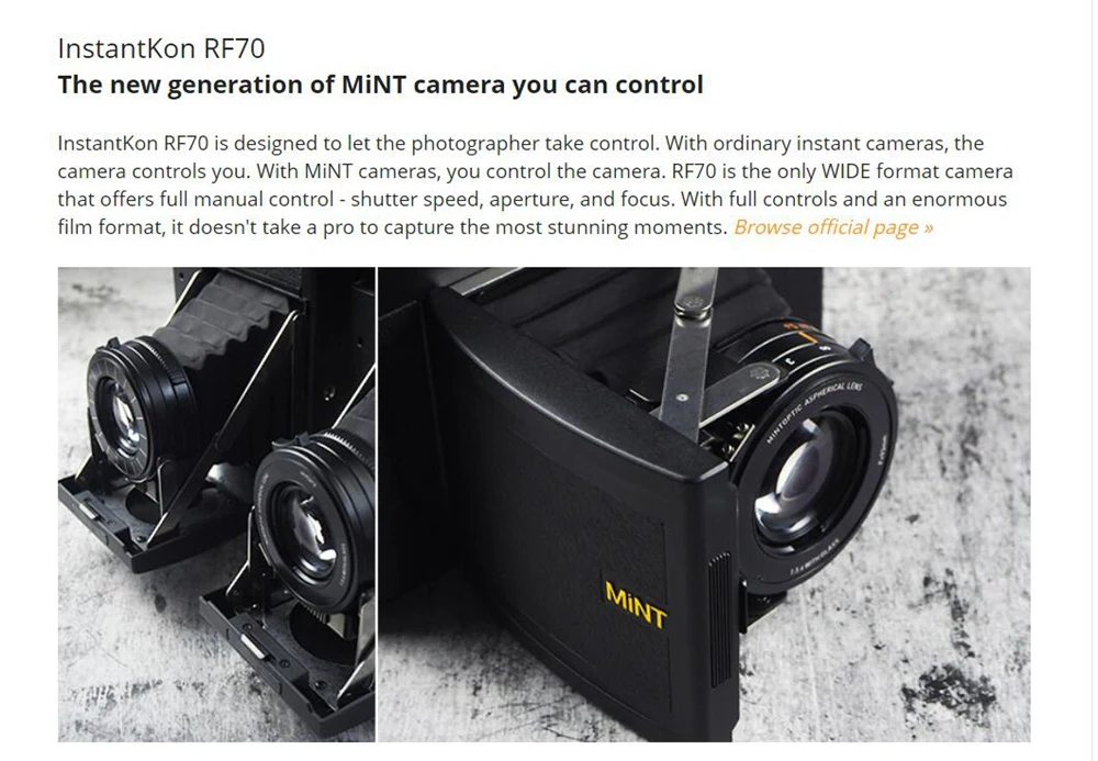 MiNT InstantKon RF70 ручная дальнозорная фотокамера моментальной печати Fuji Instax Wide 210