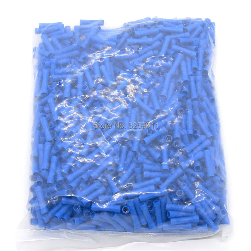 

1000PCS BV2 crimp terminal connector 16-14 AWG Cable Splice Insulated Straight Wire Butt ConnectorsBlue