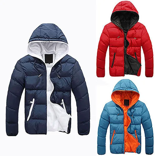 Мужская приталенная Повседневная теплая куртка с капюшоном зимнее плотное