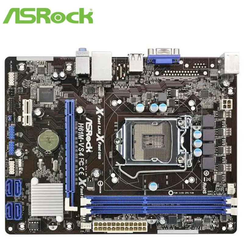 Б/у 100% оригинальная материнская плата для ASRock H61M-VS4 LGA 1155 DDR3 Оперативная память 16