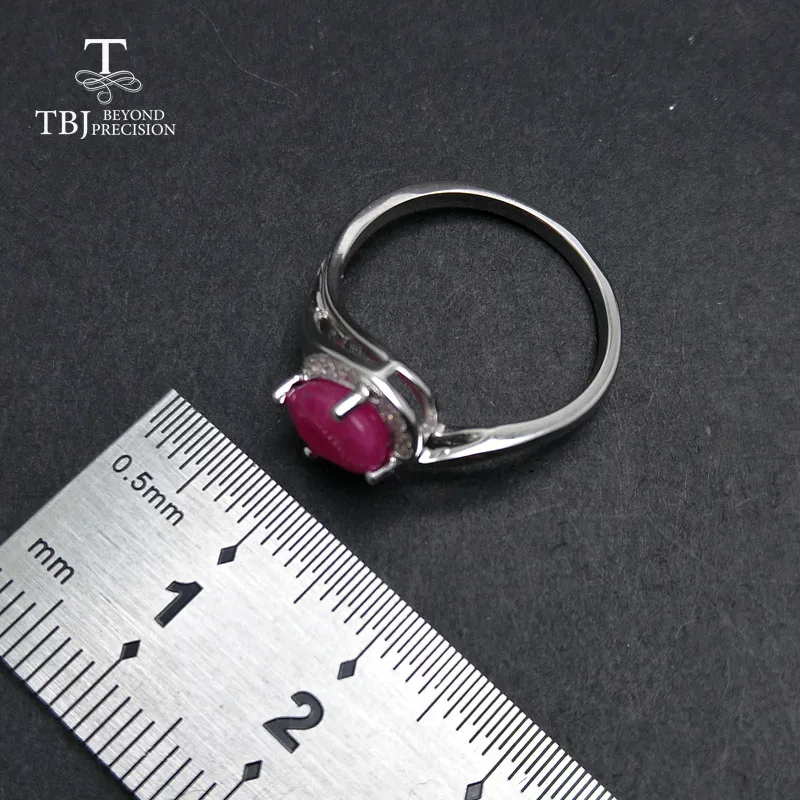 TBJ 100% натуральный рубин ov6 * 8 драгоценный камень кольцо в 925 стерлингового серебра