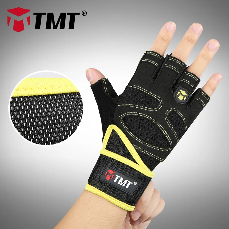 TMT Спортивные Перчатки для фитнеса женщин и мужчин Бодибилдинг Тяжелая атлетика