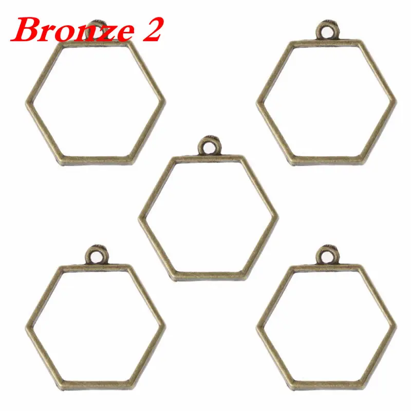 Bronze 2 5 шт. металл с тиснением рамки полые открытой спиной ободок кулон УФ смолы спрессованные цветы ювелирных изделий - Цвет: Bronze 2