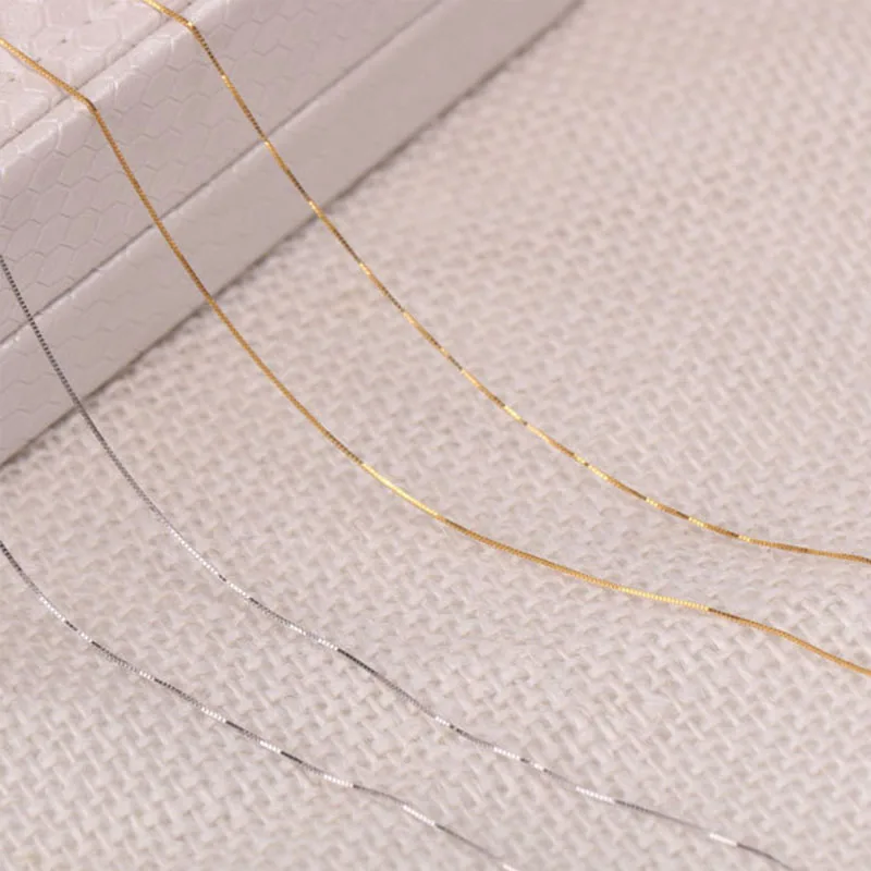 

ANI 18K White Gold (AU750) Chain Necklace for Women Engagement Three Color Fine Box Chain for Pendant 16 inches or 18 inches