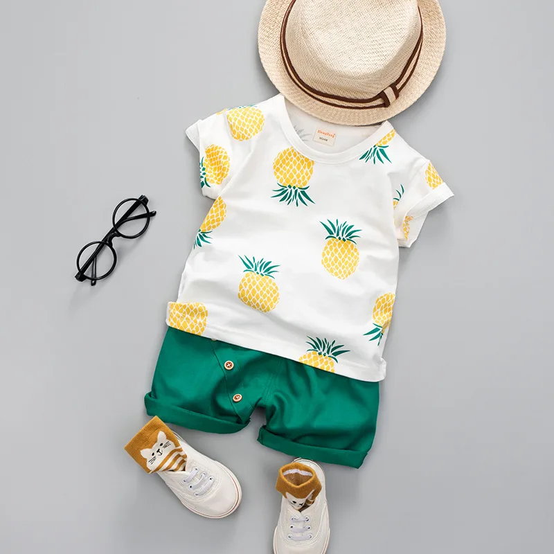 Summer kids Boys Clothes Set Print T-shirt &amp Shorts Cotton Short Sleeve Tops Little Children casual Clothing Outfits |