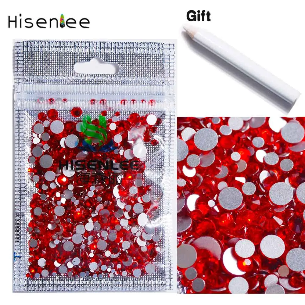 Hisenlee, 1000 шт, SS4-SS30, разные размеры, стразы с кристаллами, 15 цветов, для дизайна ногтей, стразы с блестками, шпильки для ногтей, художественные украшения - Цвет: 019