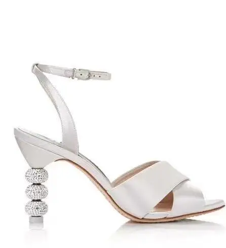 Женские туфли на высоком каблуке Moraima Босоножки с открытым носком со стразами