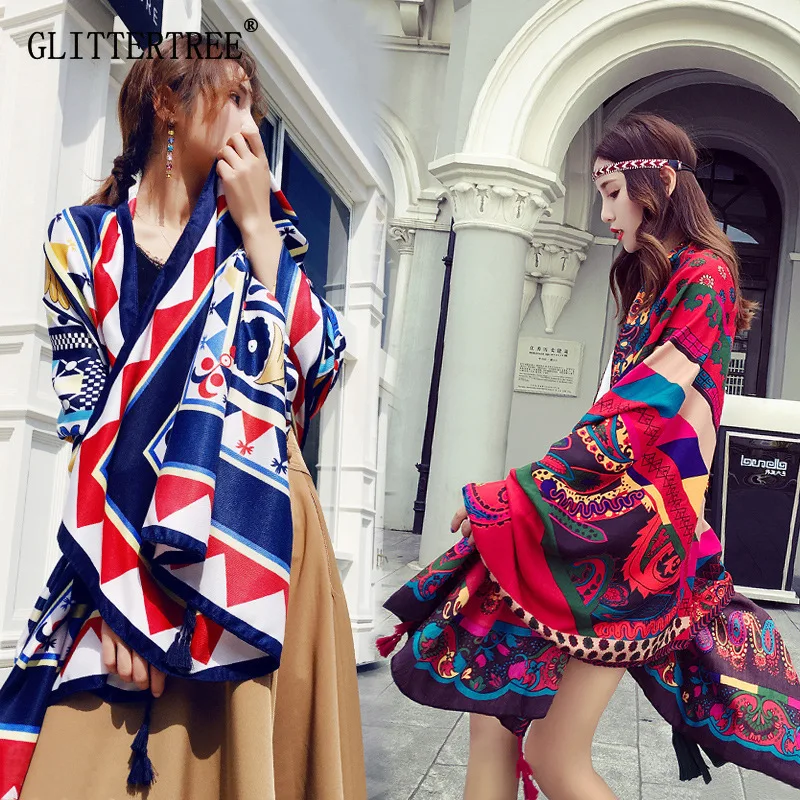 2019 Boho шифоновое пляжное платье с принтом Туника длинное Парео Бикини верхняя