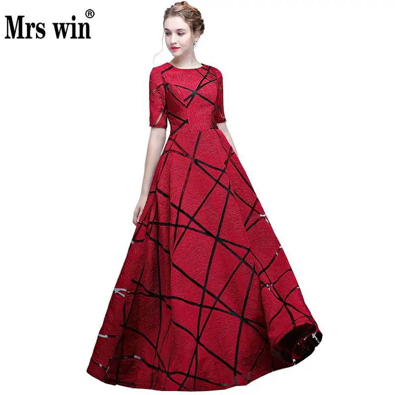 Long Elegant Evening Dresses 2018 New O-neck A-line Half Sleeve Candy Color Prom Party Vestidos Largos Elegantes X | Свадьбы и