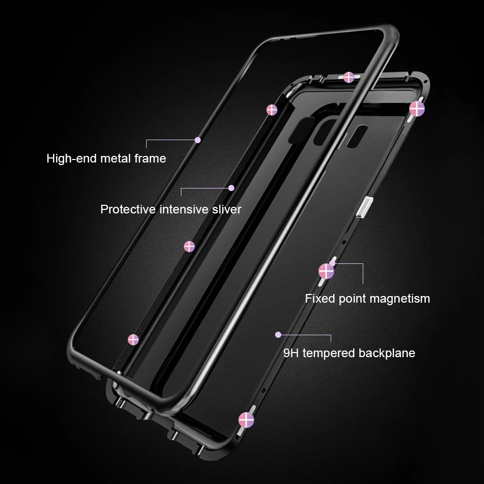 Magneto Magnetic Adsorption Metal Glass Case for Samsung Galaxy S8 Plus Back Cases Cover S9 S7 Note 8 |