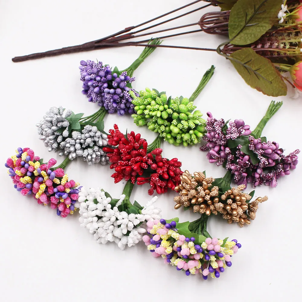 

12/36/72/144 Pcs Handcraft Stamens For Artificial Flowers Wedding Party Decoration DIY Scrapbooking Garland Craft Fake Flowers