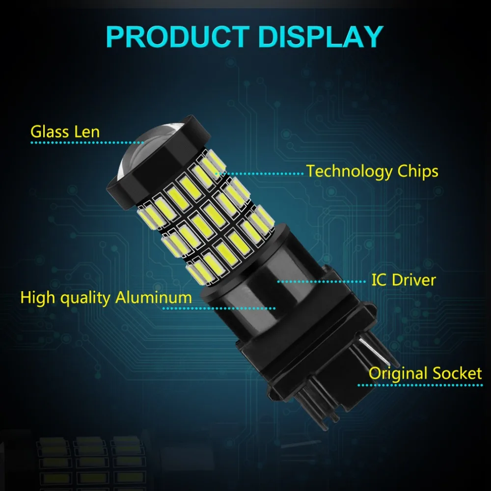 2pcs T25 LED 3156 P27/7W Bulbs 57SMD 4014 Chips Car Reverse Tail Turn Signal Light Auto Lamp 12V White Red Amber | Автомобили и