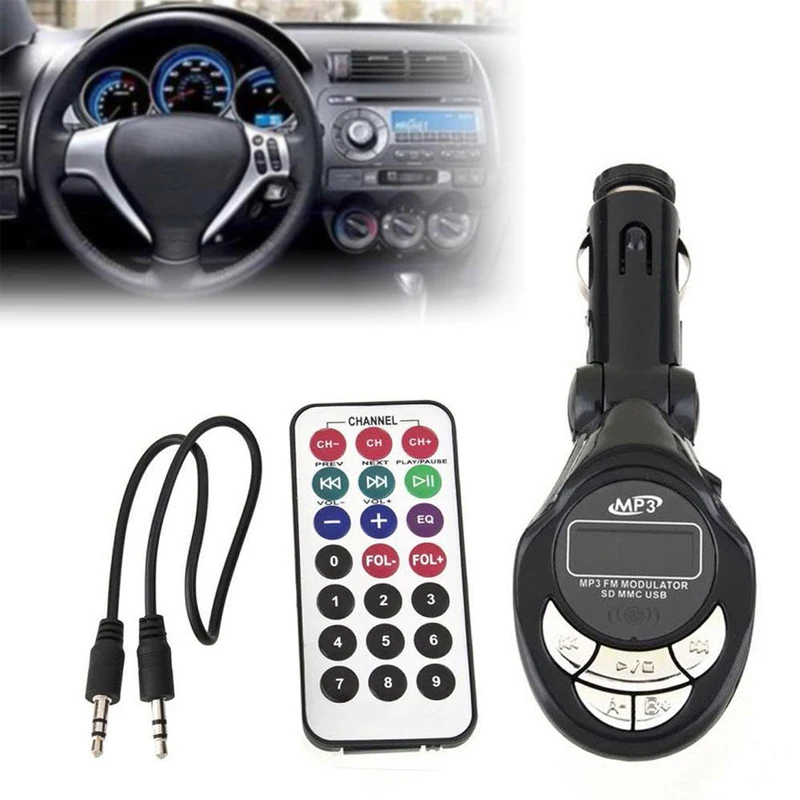 Модулятор FM USB SD карта Прикуриватель Авто аксессуары с пультом дистанционного