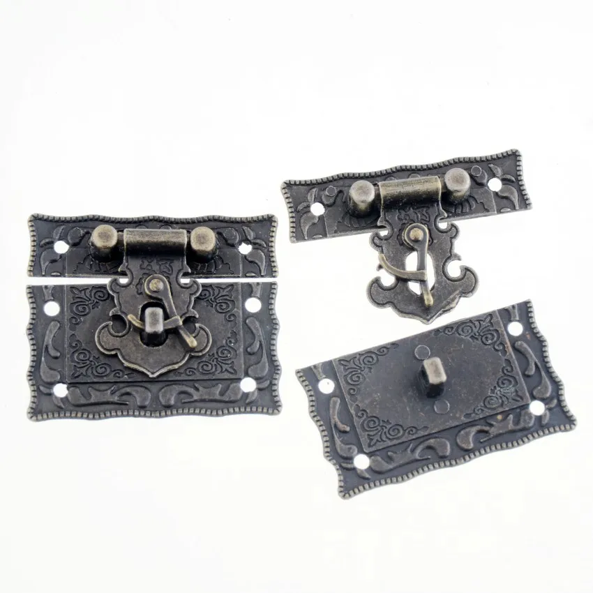 Free-Shipping-1Set шкатулка с защелкой и защелкой, декоративная, Античная бронзовая, резная, 5,1 см x 2,9 см F1408