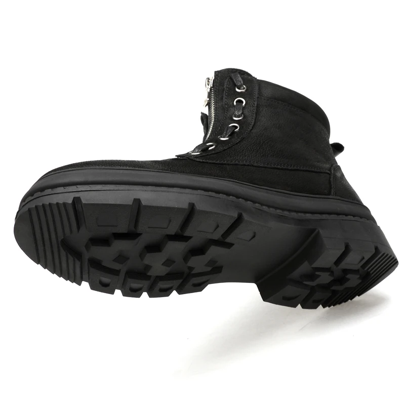 Large Size 38-47 Winter Boots Mens Ankle Cow Leather With Zipper Warm Lining Shoe Men | Обувь