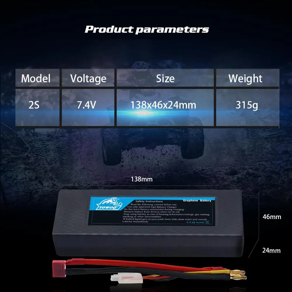 Жесткий чехол Lipo 2S 7 4 В 6500 мА/ч аккумулятор 65C Max 130C разъем типа банан штекер до 0 ММ