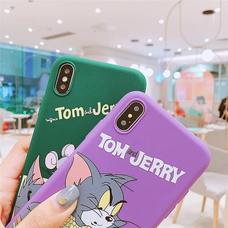 lovely cartoon cat mouse tom Jerry funny Mobile Phone Case for iphone XS MAX XR 6 6s 7 8 plus X 10 Soft TPU fashion case Shell |
