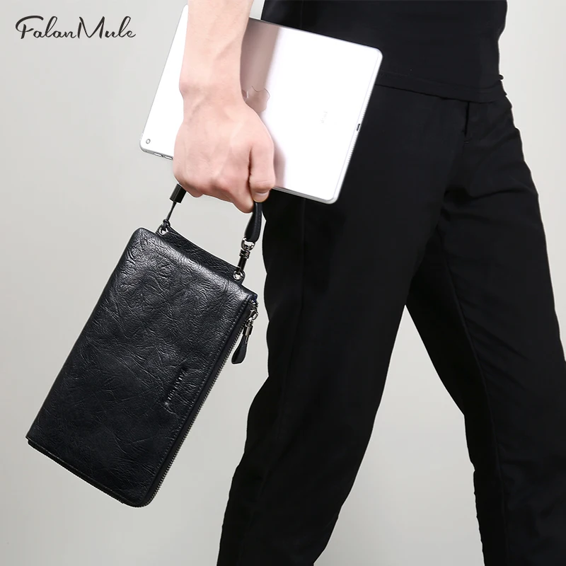 FALAN MULE Luxury Hand Bag Men Wallet Male Clutch Genuine Leather Large Capacity Clutches Classic Fashion 1542-70 | Багаж и сумки