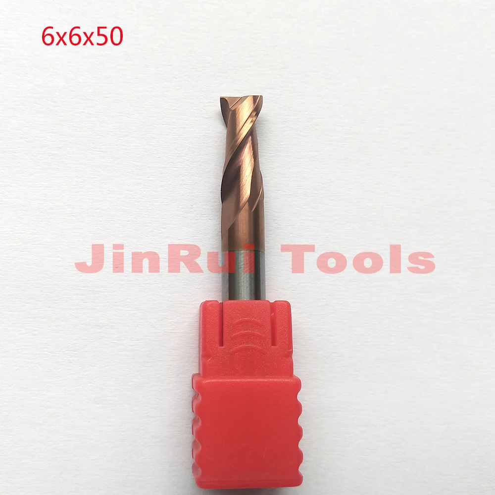 Jerray 1 шт. 6 мм 6x6x50L HRC55 2 флейты плоские концевые фрезы твердосплавные фрезерные