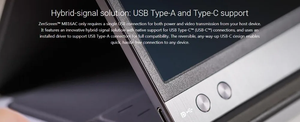 ASUS MB16AC портативный компьютер USB монитор 15,6 дюймов Full HD гибридный сигнал решение USB TypeC мерцание свободный синий светильник