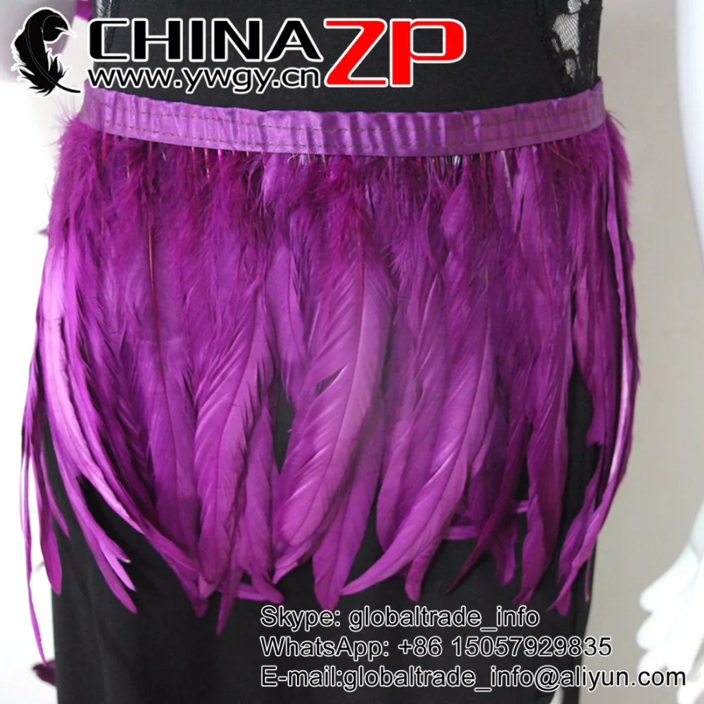 

CHINAZP New Arrival Intensive Quality Dyed Purple Rooster Feather Trim FOR SALE