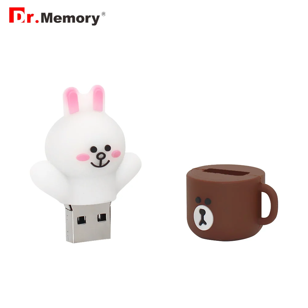 Забавные 64 Гб USB флеш-накопители кролик медведь кофейная чашка милый Флешка 16 ГБ 32 ГБ персонализированные креативные 128 МБ флешки