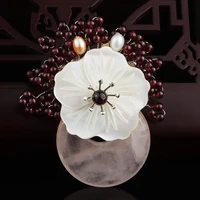 farlena original design handmade natural stonel beads flower bouquet corsage pins vintage natural shell pink crystal brooch
