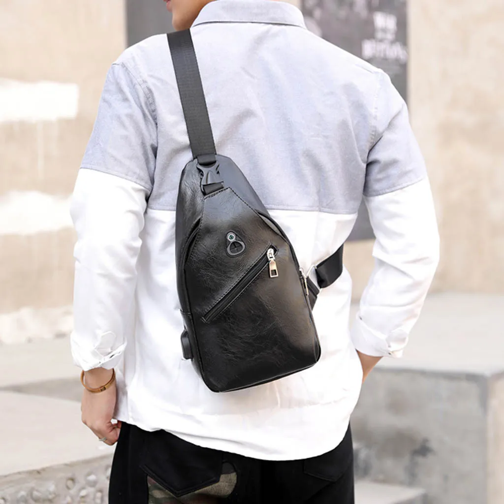 Fashion Men Outdoor Leather Sport Multi-pocket High capacity Pure Color Crossbody Bag Chest Phone men bag heuptas #g3 | Багаж и сумки