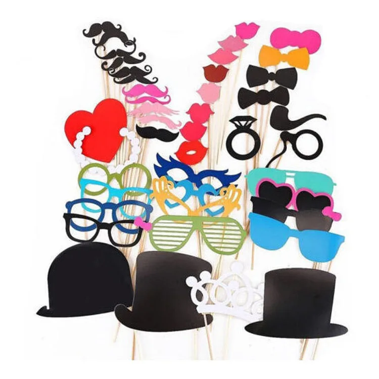 

Free Shipping 44 pcs/lot Photo Booth Props Photobooth For Wedding Decoration Birthday Party Event & Party Supplies