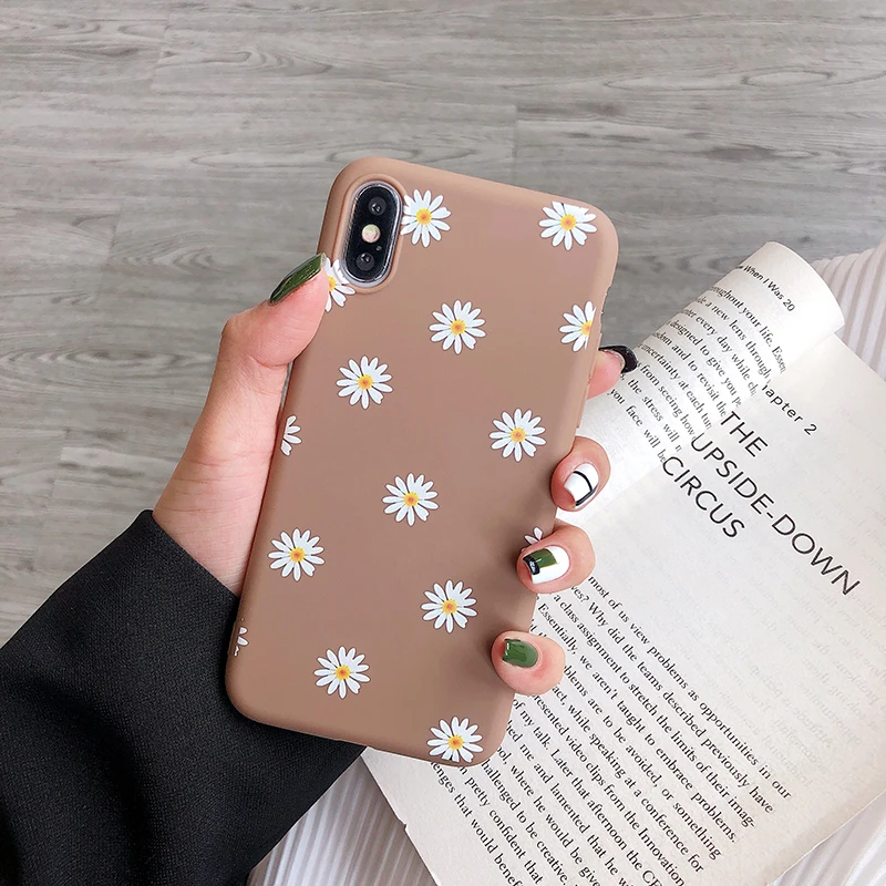Ottwn Мягкий силиконовый чехол s для iPhone X, XR, XS, Max, 5, 5S, SE, мультяшный рисунок маргаритки, любовь, сердце, чехол для телефона, для iPhone 6, 6s, 7, 8 Plus - Цвет: T1