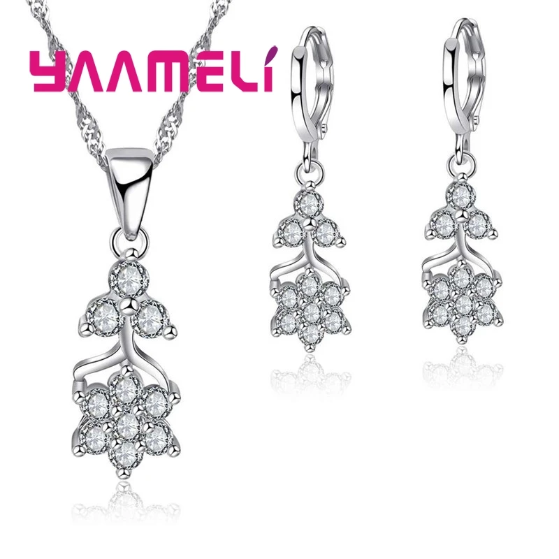Женское колье из серебра 925 пробы с фианитом|jewelry sets for women|silver jewelry setsterling silver set |