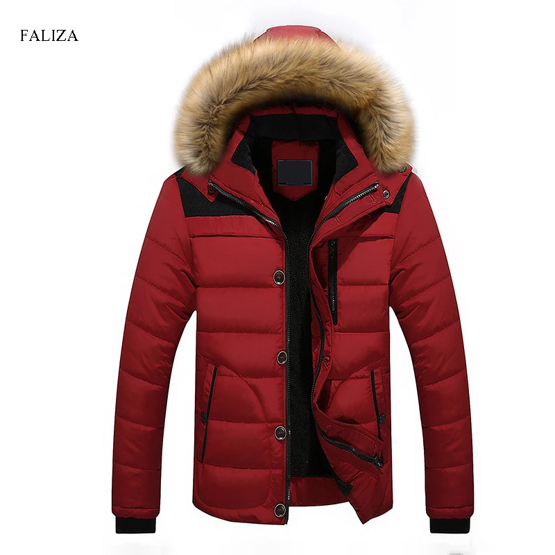

Зимняя мужская пуховая куртка FALIZA размера плюс 6XL из полиэстера, Мужская теплая Толстая парка, хлопковая парка с меховым капюшоном, мужская ...