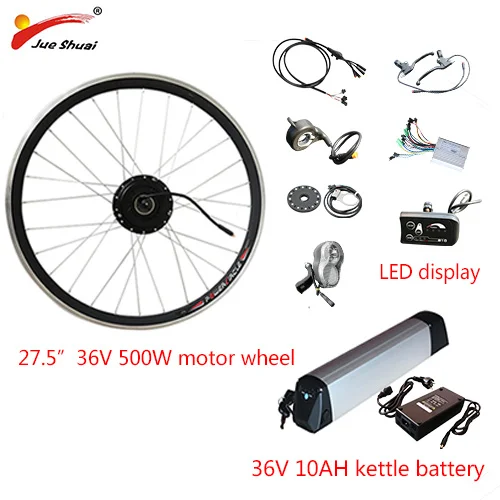 2" 24" 2" 700C 27,5" 2" комплект для переоборудования электрического велосипеда 36V 250 W-500 W мотор-колесо комплект для электрического велосипеда с литиевой Батарея - Цвет: 27.5in 36V 500W LED