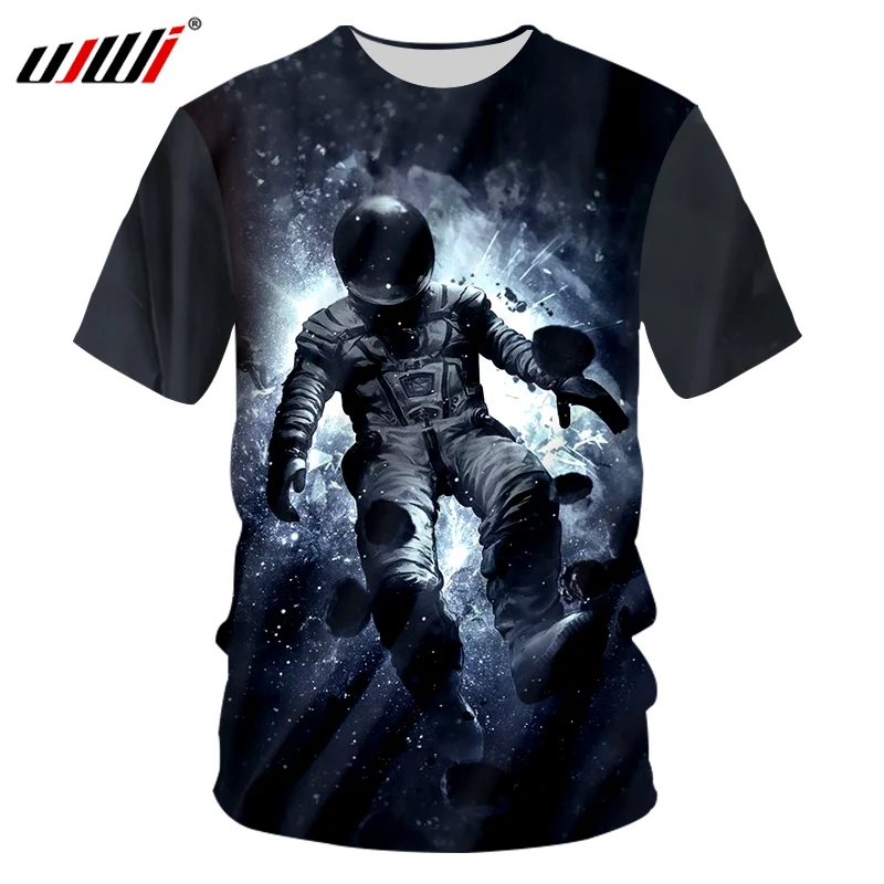 

UJWI Space T-shirt For Men Boy 3d Tshirt Funny Print Great Astronaut On The Moon Summer Tops Tees Creative T Shirt Unisex