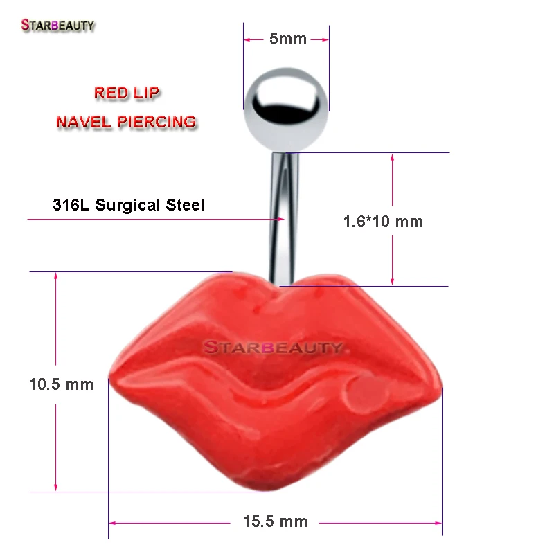 Кольцо для пирсинга живота из хирургической стали и акрила 14 г 1 шт.|piercing ring|belly button