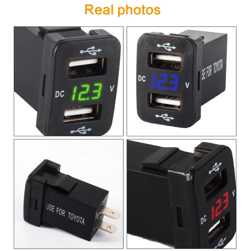 DC 12v USB Socket Charger Voltage Meter Voltmeter Cigarette Lighter 2 Port Power Adapter Charger Interface For Toyota