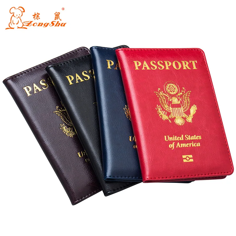 USA double-headed eagle red fashion International standard size passport cover waterproof solid pu leather holder | Багаж и сумки