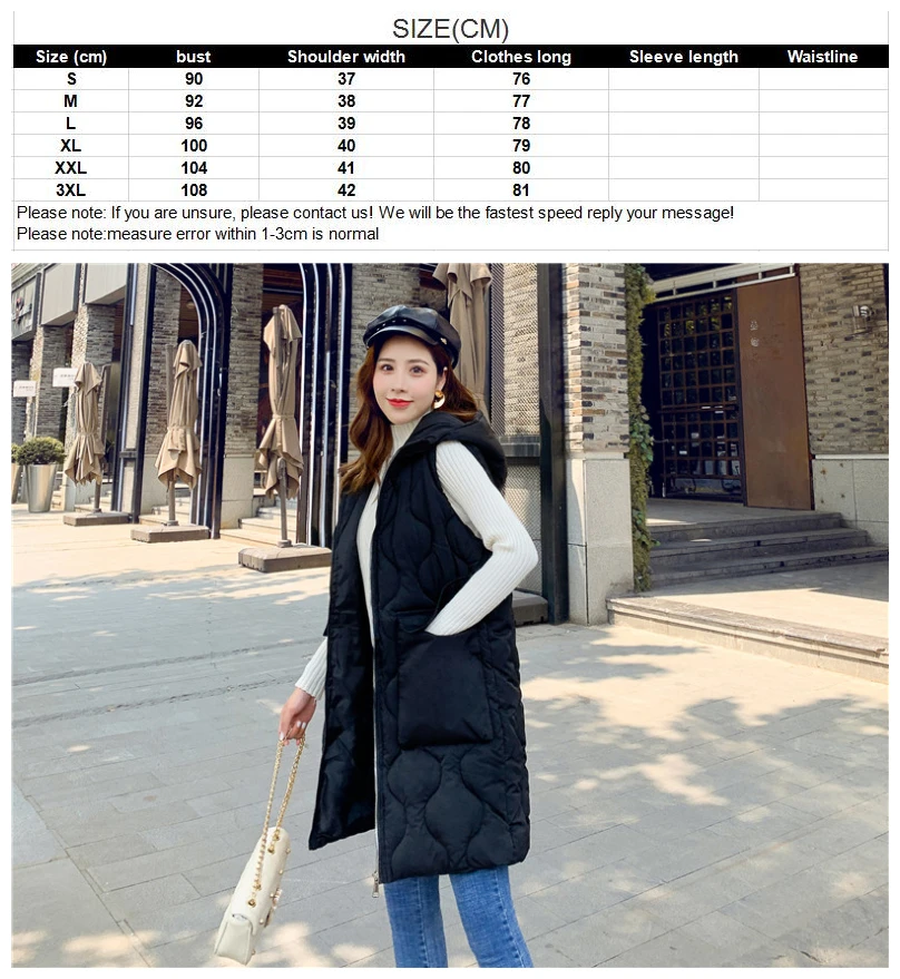Women Hooded Long Vest Jacket Gilet Sleeveless Waistcoat Women's Outerwear with Hood