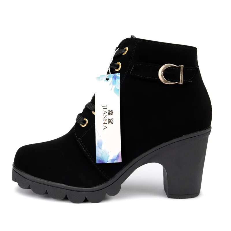 Ботинки на высоком каблуке женские ботильоны из искусственной кожи модная