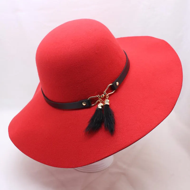 BINGYUANHAOXUAN Chapeau,, повседневная фетровая Кепка с широкими полями, шляпы с куполом, высокое качество, шерстяная широкополая шляпа, женская черная шляпа