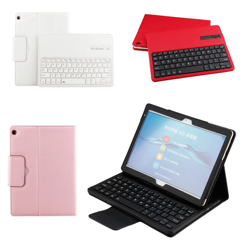 Съемный беспроводной кожаный чехол книжка с клавиатурой Bluetooth 3 0 и подставкой для