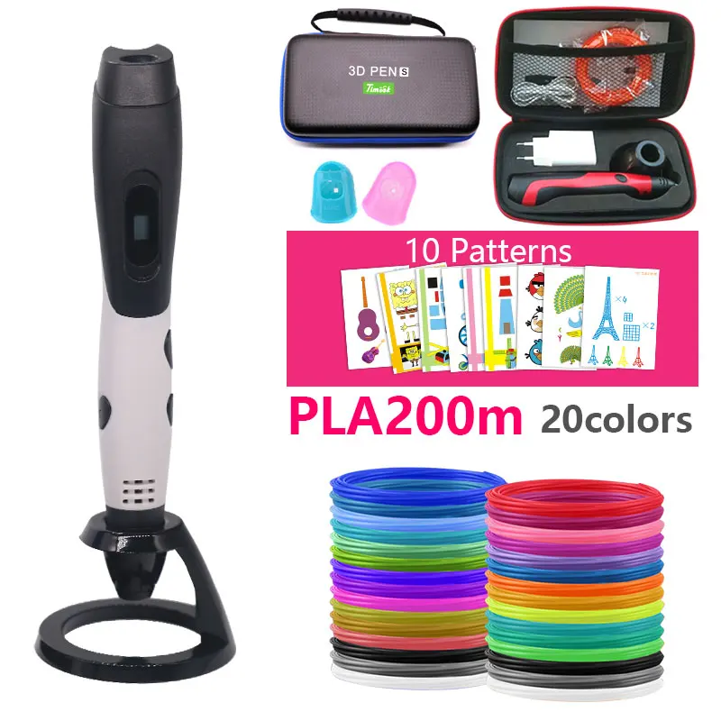 1. White pen add PLA USB 3D ручка плюс с безопасной нитью 1,75 мм подарок на Рождество/День рождения с красивой кожаной сумкой подходит для создания семьи - Цвет: 1. White pen add PLA