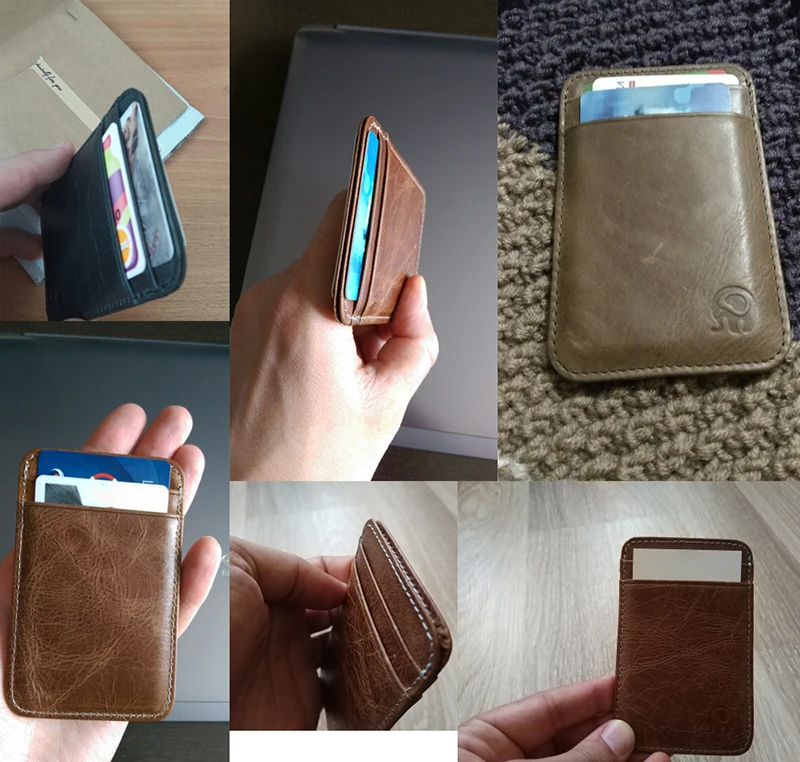 Мода 100% из натуральной кожи на тонком Банк Кредит Card Case Mini Wallet Для мужчин шины